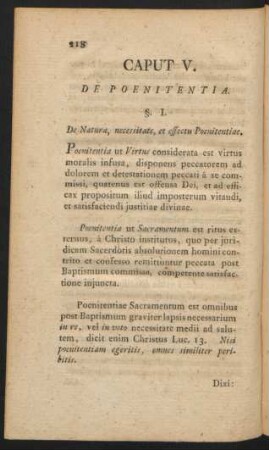 Caput V. De Poenitentia