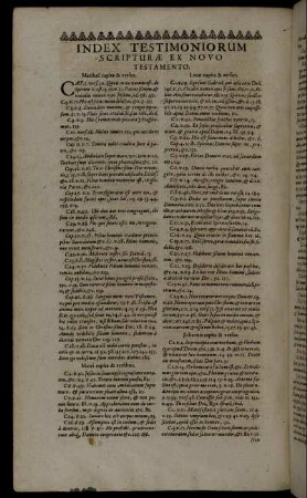 Index Testimoniorum Scripturæ Ex Novo Testamento.