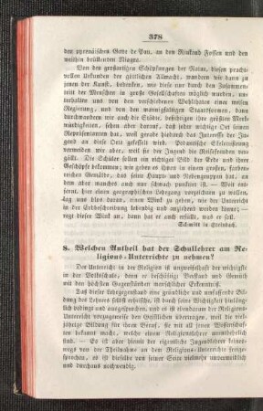Welchen Antheil hat der Schullehrer am Religions-Unterrichte zu nehmen?
