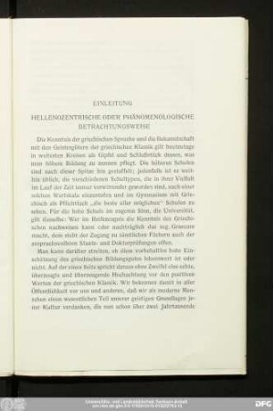 Einleitung Hellenozentrische Oder Phänomenologische Betrachtungsweise
