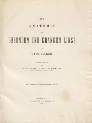 Zur Anatomie der gesunden und kranken Linse
