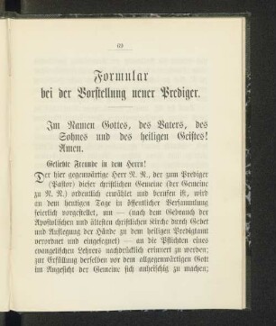 Formular bei der Vorstellung neuer Prediger.