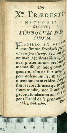 X.m Prædestinationis Signvm; Symbolvm Decimvm.