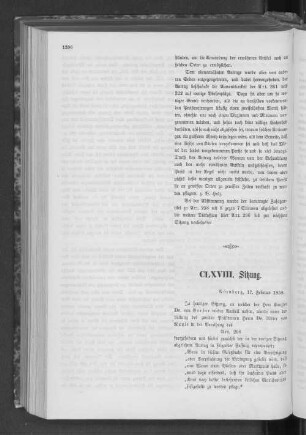 CLXVIII. Sitzung.