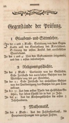 Gegenstände der Prüfung