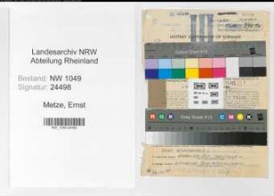 Entnazifizierung Ernst Metze , geb. 26.01.1907 (Lehrer)