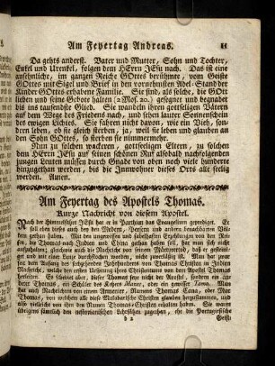 11-19, Am Feyertag des Apostels Thomas