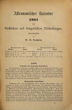 Kalender und statistisches Jahrbuch für das Königreich Sachsen nebst Marktverzeichnissen für Sachsen und die Nachbarstaaten : auf d. Jahr .... 1883