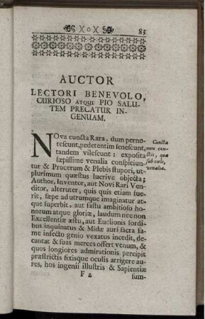 Auctor Lectori Benevolo, Curioso Atque Pio Salutem Precatur Ingenuam