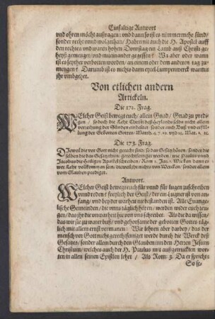 Von etlichen andern Artickeln.