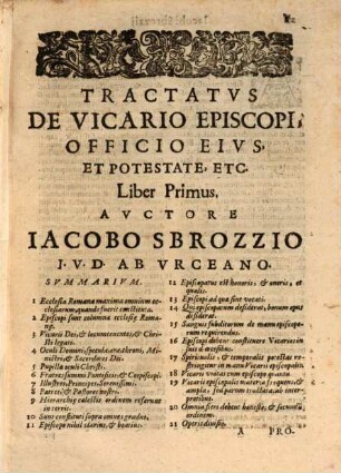 Tractatvs De Officio Et Potestate Vicarii Episcopi