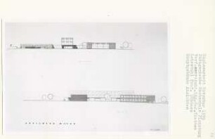Pädagogische Hochschule, Flensburg-Fruerlund (Diplomarbeit bei Kurt Dübbers): Hauptgebäude, Ansichten von Süden und Osten 1:200