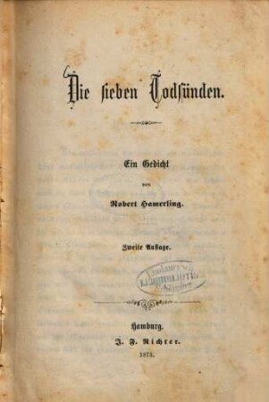 Die sieben Todsünden : Ein Gedicht