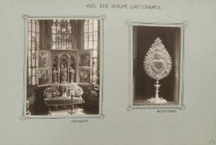 links: Hochaltar aus der Kirche Lautenbach im Renchtal rechts: Monstranz aus der Kirche Lautenbach im Renchtal