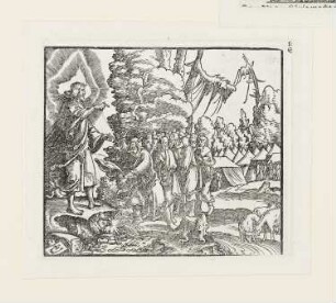Moses schlägt Wasser aus dem Felsen, aus: Martin Luther, "Biblia dat ys: De gantze Hilige Schrifft", Hans Walter, Magdeburg 1545