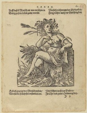 Ceres aus Jost Ammans "Wappen und Stammbuch zusammen getragen und verlegt durch Sigmund Feyerabend. 1589"