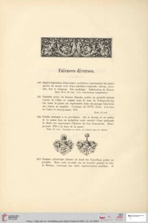 Faïences diverses (Nr. 240 - 278)