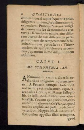 Caput I. De Synonymia Antimonii.