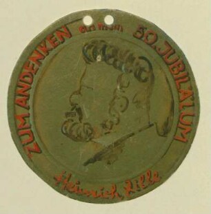 Gedenkbierdeckel: "Zum Andenken an mein 50. Jubiläum" [als Künstler] "Heinrich Zille."