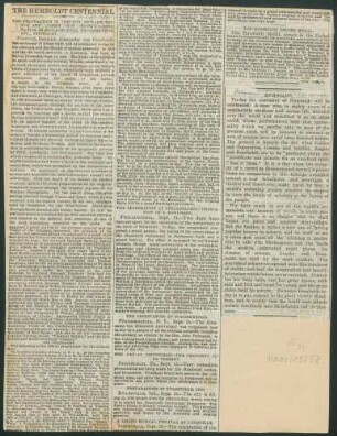 (Tribune 14 Sept. 69): The Humboldt Centennial