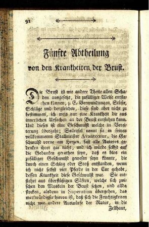 Fünfte Abtheilung von den Krankheiten der Brust.