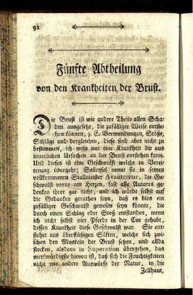 Fünfte Abtheilung von den Krankheiten der Brust.