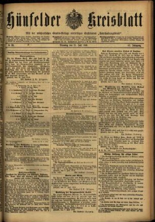 Ausgabe vom Dienstag, den 15. Juli 1919.
