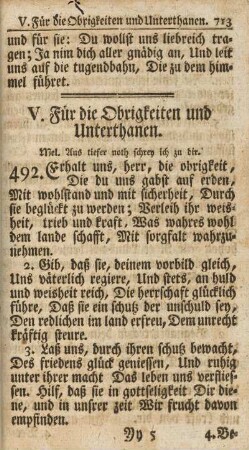 V. Für die Obrigkeiten und Unterthanen