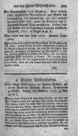 Ueber einige Schönheiten der Emilia Galotti.