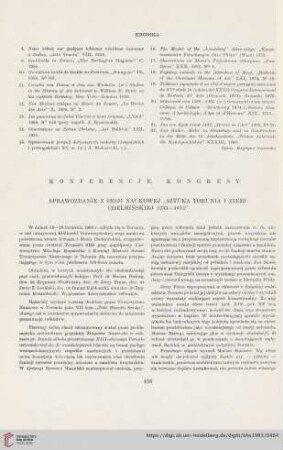 45: Sprawozdanie z sesji naukowej "Sztuka torunia i ziemi chełmińskiej 1233-1815"