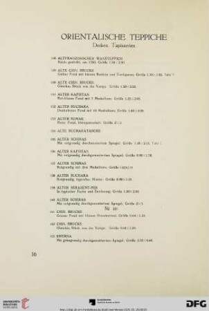 Orientalische Teppiche (Decken, Tapisserien) (Nr.148-225)
