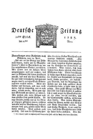 Bemerkungen eines Reisenden nach Böhmen, vom 29. April