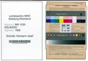 Entnazifizierung Hermann Josef Schmitz , geb. 09.11.1909 (Kontorist)