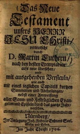 Das Neue Testament unsers Herrn Jesu Christi