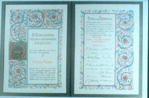 Marburg. Philipps-Universität. Nobelpreisurkunde Behrings, 1991 verliehen