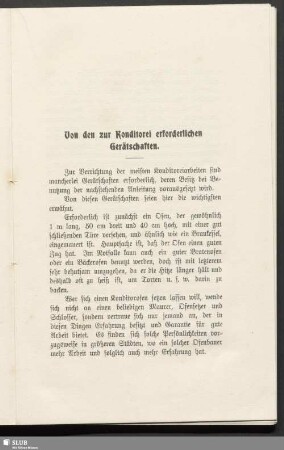 Von den zur Konditorei erforderlichen Gerätschaften