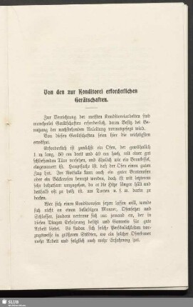 Von den zur Konditorei erforderlichen Gerätschaften