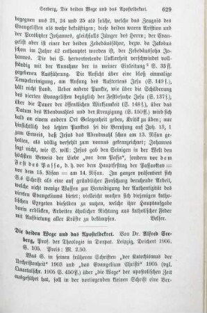 629-632 [Rezension] Seeberg, Alfred, Die beiden Wege und das Aposteldekret