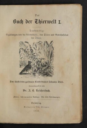 1: Denkwürdige Erzählungen von der Lebensweise, den Sitten und Gewohnheiten der Thiere