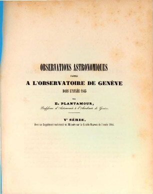 Observations astronomiques faites à l'Observatoire de Genève. 1845