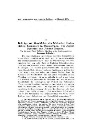 Beiträge zur Geschichte des biblischen Unterrichts, besonders in Deutschland, vor Justus Gesenius und Johann Hübner