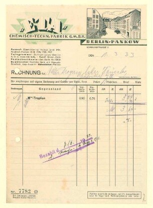 Brief - Rechnung von "ETA" .