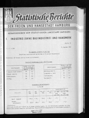 Die Industrie in Hamburg im Juli 1960 : Lfd. Nr. 18