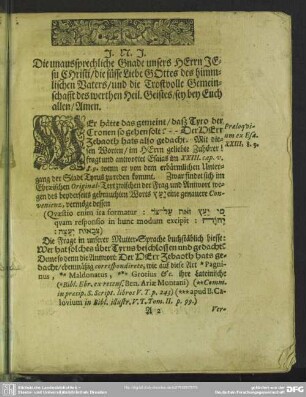 Predigt : Dreyfaches höchstnöthiges Gedencken, Praeloquium, Textus, Exordium, [Tractatio]