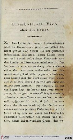 1: Giambattista Vico über den Homer