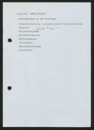 Lehrpläne Handelsschule