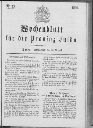 Nr. 33, Ausgabe vom 18. August 1860