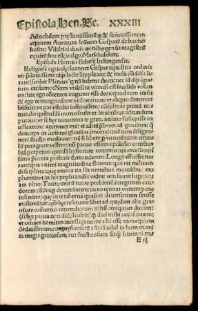 Epistola Henrici Bebelii Iustingensis.