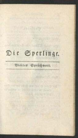 Die Sperlinge. Viertes Sprüchwort
