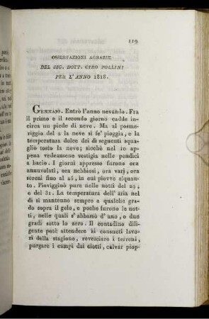 Osservazioni Agrarie Del Sig. Dott. Ciro Pollini Per L' Anno 1818.
